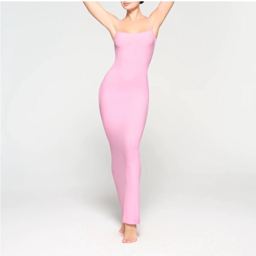 RARE skims bubble gum pink soft lounge slip dress cotton candy - Picture 3 of 6